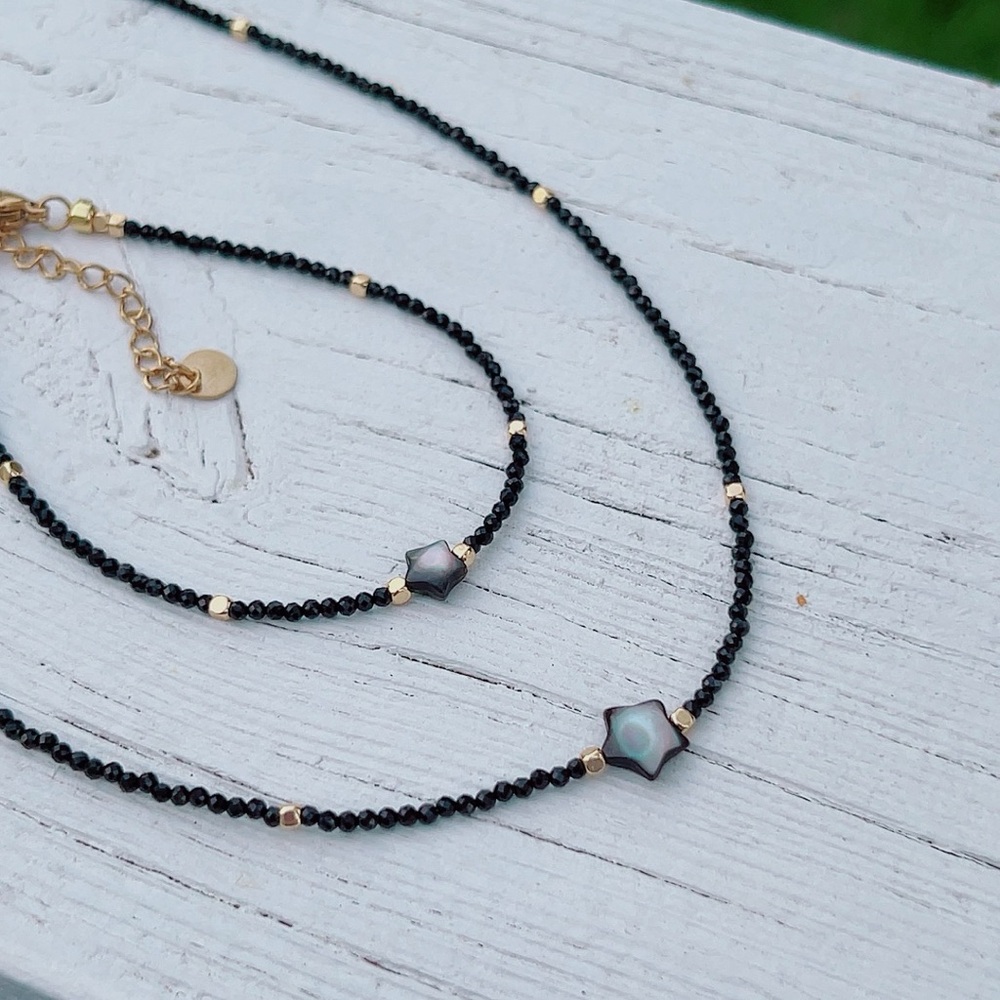 B9 Handmade Black Spinal MOP Star Necklace and Bracelet Set - Picture 5 of 5